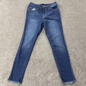 1822 Denim Taylor Skinny Jeans Womens 8 Dark Wash Raw Hem CA99M1207C6 Blue